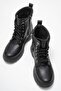 Women's Lace-Up Boots Black Leather - 8