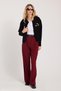 Women's Regular Fit Classic Cut High Waist Wide Leg Burgundy Trousers - 5