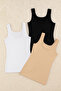 Women's Cotton Lycra Thick Strap Combed Cotton 3-Piece Undershirt L6K0K2T0Ka