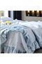 100% Cotton Blue Ruffled Linen Double Duvet Cover Set (200 X220)