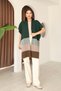 U-Neck Sleeveless Jacquard Paneled Three Colors Standard Length Simple Stylish Elegant Seasonal Knitwear Vest Shawl - 6