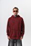 Men's Root Deep Printed Washable Hooded Oversize Hoodie Burgundy