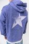 Men's Star Printed Washable Hooded Oversize Hoodie Purple - 5
