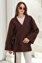 Tie-Front Boucle Kimono Jacket Brown 8265
