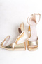Women's Ankle Strap Elegant Single Strap Metallic Gold Chunky Heel Shoes, Wedding Dress Wedding Shoes - 4