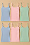 Women's Cotton Lycra Ribbed String Strap Combed Cotton 6-Piece Tank Top L6K4K2T0Ka