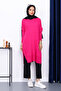 Dark Fuchsia Crew Neck Mercerized Loose Knitwear Tunic