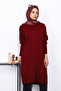 Dark Burgundy Crew Neck Mercerized Casual Knitwear Tunic - 3