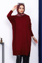 Dark Burgundy Crew Neck Mercerized Casual Knitwear Tunic - 2