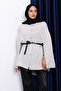 Gray Belted Knitted Poncho