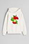 Apple Kurdu Printed Ecru Girls Boys Hooded Sweatshirt