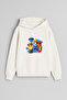 Trend Printed Ecru Girls Boys Hooded Sweatshirt