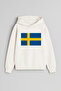 Swiss Flag Printed Ecru Girls Boys Hooded Sweatshirt