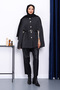 Anthracite Belted Knitted Poncho - 2