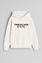 Not Turkish, Turkish Printed Ecru Hooded Sweatshirt for Girls and Boys
