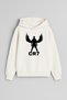 Footballer Ronaldo Cr7 Printed Ecru Girls Boys Hooded Sweatshirt