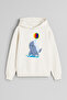 Seal Printed Ecru Girls Boys Hooded Sweatshirt
