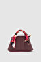 Coris Mini Size Crossbody Handbag with Scarf Handle, Burgundy
