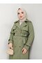 Women's Lined Trench Coat with Button Detail on the Back - 2