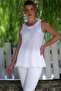 Organic Cotton White Pool Collar Sleeveless Thin Washable and Dirty Stitched Long Woven Blouse 78 60 - 3