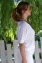 White V-Neck 3/4 Sleeve Slim Back Long Crop Fit Knitwear Blouse 50 60 - 6