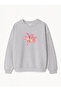Unisex Oversize Fit Sweatshirt with Lily Print – Crew Neck, 3 Thread Fleece