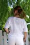 White V-Neck 3/4 Sleeve Slim Back Long Crop Fit Knitwear Blouse 50 60 - 2