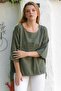 Organic Cotton Khaki Pool Collar 3/4 Sleeve Mesh Detailed Appliqued Long Back Oversize Woven Blouse 70 68 - 5