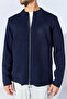 Double-Sided Zippered Two-Color Cardigan - Navy Blue |   Mew515230-01 - 4