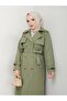 Women's Lined Trench Coat with Button Detail on the Back - 3