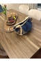 Handmade Messenger Bag – Navy Blue & Beige, Sophisticated Style with an Artistic Touch - 2