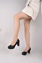 Women's Black Genuine Leather Premium Design Low-Cut Low Platform Heeled Shoes - 3