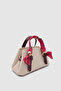 Coris Scarf Handle Mini Size Crossbody Bag Cream-Burgundy - 2