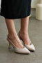 Women's Buckled Glittery Gold Pointed Toe Summer Heeled Shoes Sparkling Modern Elegance - 2