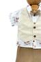 Muslin Patterned White Shirt, Cream Vest, Brown Bow Tie and Shorts 4-Piece Baby Boy & Kids Set - 2