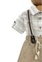 White Striped Shirt, Brown Shorts with Pockets and Suspender 3-Piece Baby Boy & Kids Set - 2