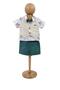 Muslin Patterned White Shirt, Cream Vest, Green Bow Tie and Shorts 4-Piece Baby Boy & Kids Set - 3