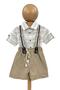 White Striped Shirt, Brown Shorts with Pockets and Suspender 3-Piece Baby Boy & Kids Set
