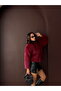 Burgundy Short Jacket with Fur Detail - 2
