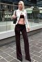 Brown Modal Soft Drawstring Detail Flare Women's Pants Mg2562 - 5