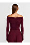 32089 Off-The-Shoulder Gathered Top-Burgundy - 2