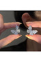 Silver Color Stone Zircon Women Shiny Earrings