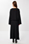 Ribbed Knitted Blouse-Skirt Set Lrg0044 Black - 7
