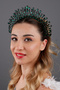 Lyre Leaf Crystal Bridal Crown Princess Tiara Wedding Crown Engagement and Henna Hair Accessory - 3