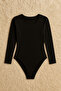 Women's Cotton Lycra Combed Cotton Long Sleeve 2-Piece Snap-On Bodysuit Q6K1K8T3Ka - 2