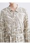 Green Waist Belted Patterned Shirt Dress - 3