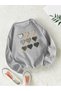 Unisex Gray Heart Printed Crew Neck Sweatshirt