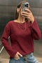 Basic Oversize Boat Neck Textured Knit Sweater Aw25Kz0032 - 5
