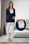 Women's Navy Blue Polka Dot Special Design Maternity Nightwear Set - 2