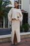 Women's Butter V-Neck Hooded Slit Skirt Thessaloniki Set - 7